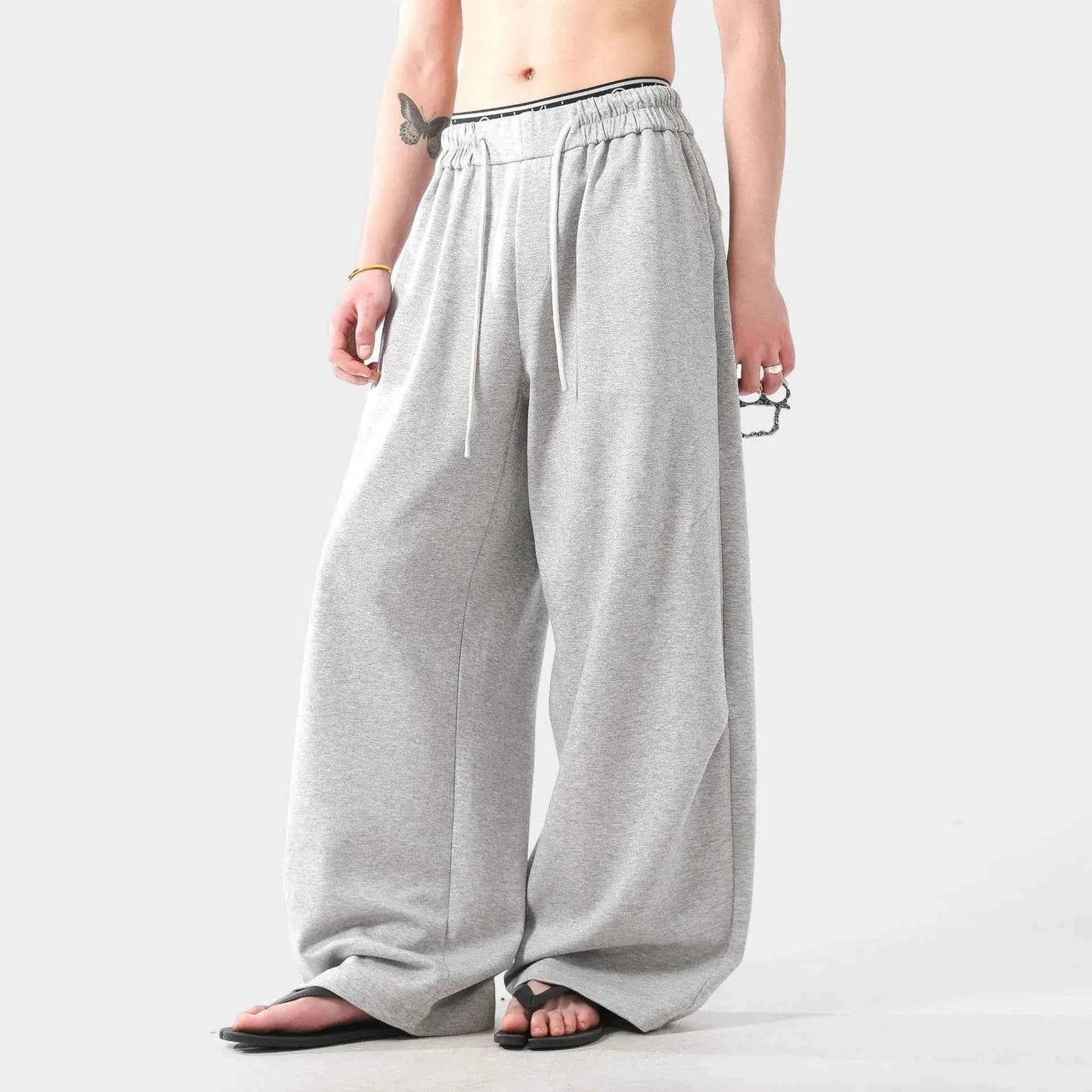 Streetwear Gray Baggy Wide Leg Sweatpants