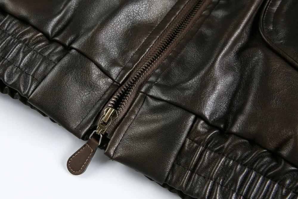 Retro Rivets Stand Collar Motorcycle Leather Vest