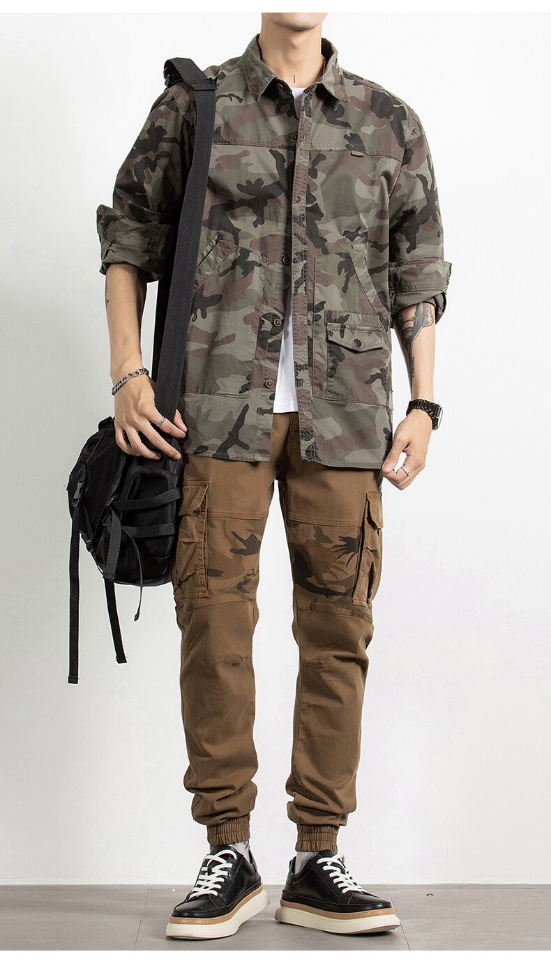 Classic Safari Camo Style Patch Pocket Jacket