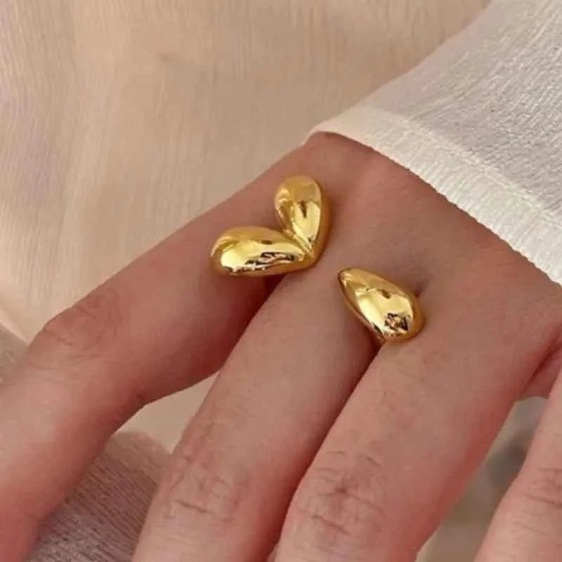 Golden Heart Water Drop Ring