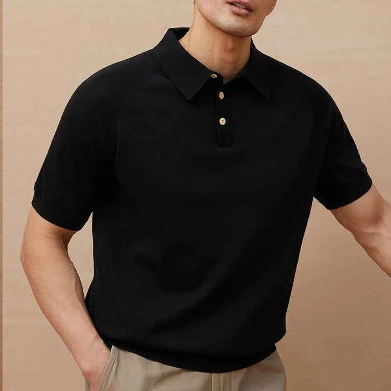 Classic Comfort Luxury Knitted Polo Short Sleeve T-Shirt