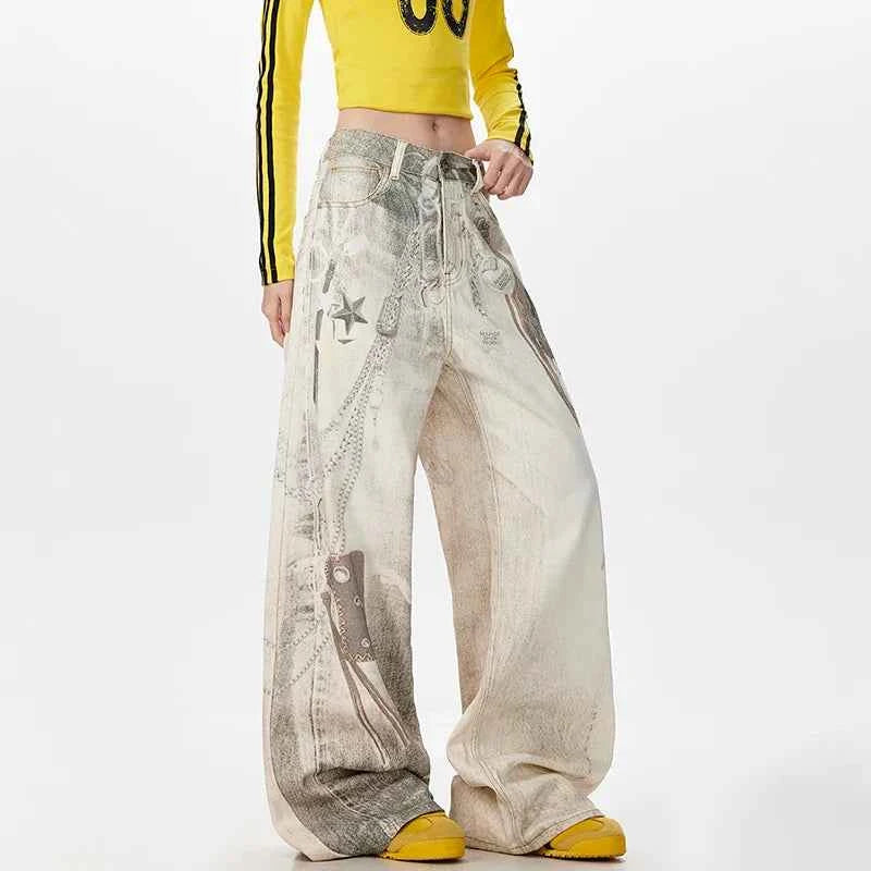 Original Laidback Look Straight Tube Wide Leg Jeans