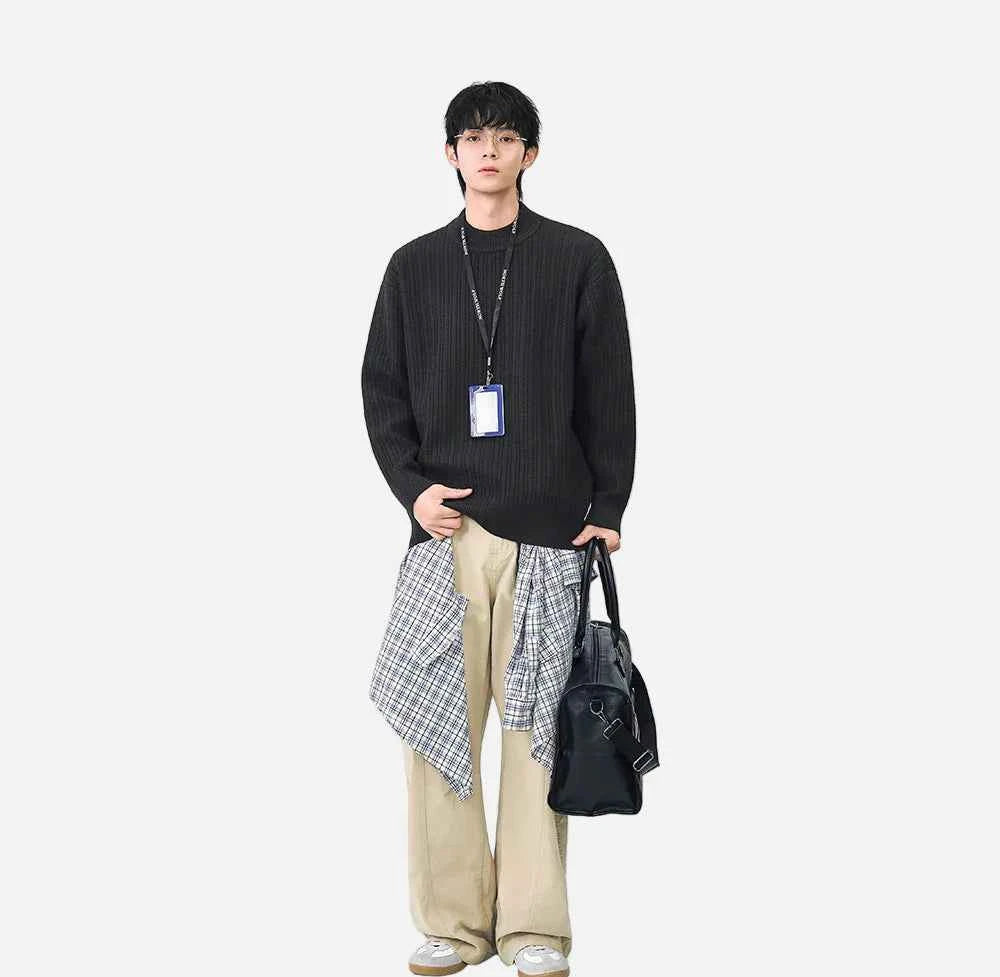 Cozy Ribbed Solid Color Mock Neck Sweater