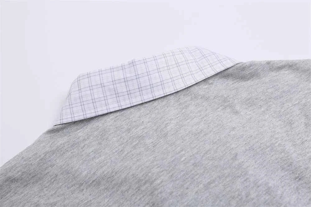 Casual Loose Fit Fake Two-Piece Letter Print Polo T-Shirt
