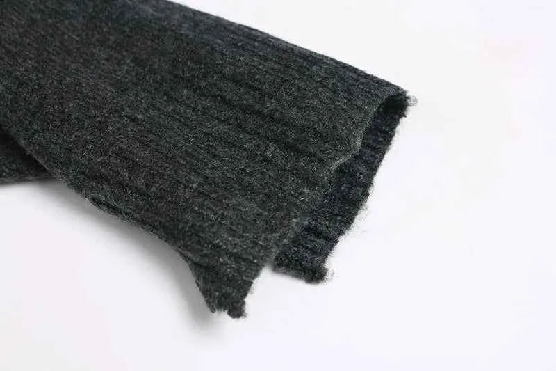 Retro Grunge Distressed Knit Half Zipper Sweater