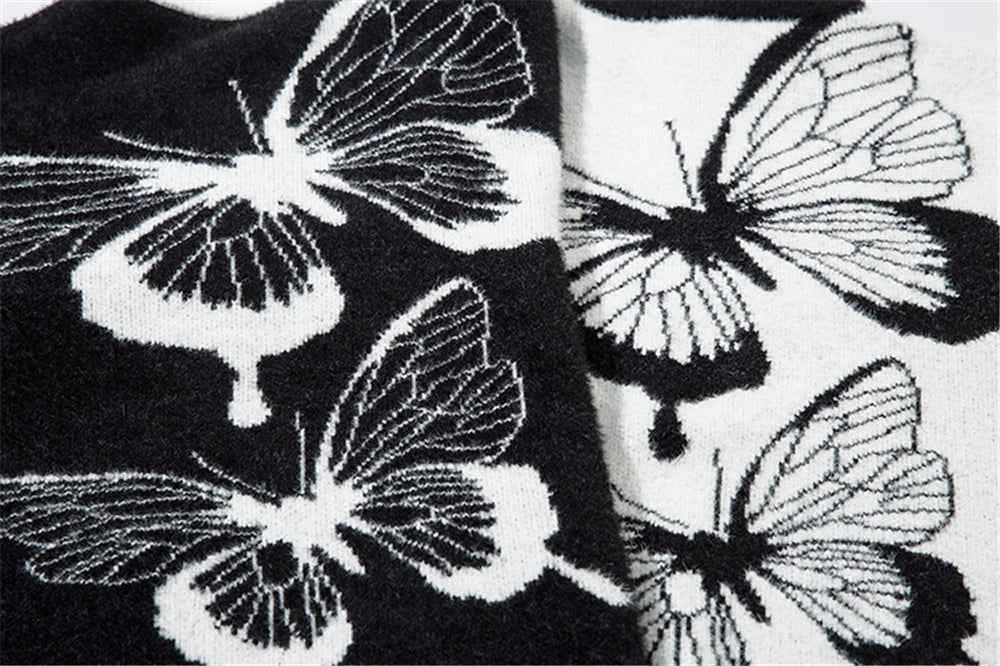 Plush Butterfly Graphic Cool Knitwear Cardigan