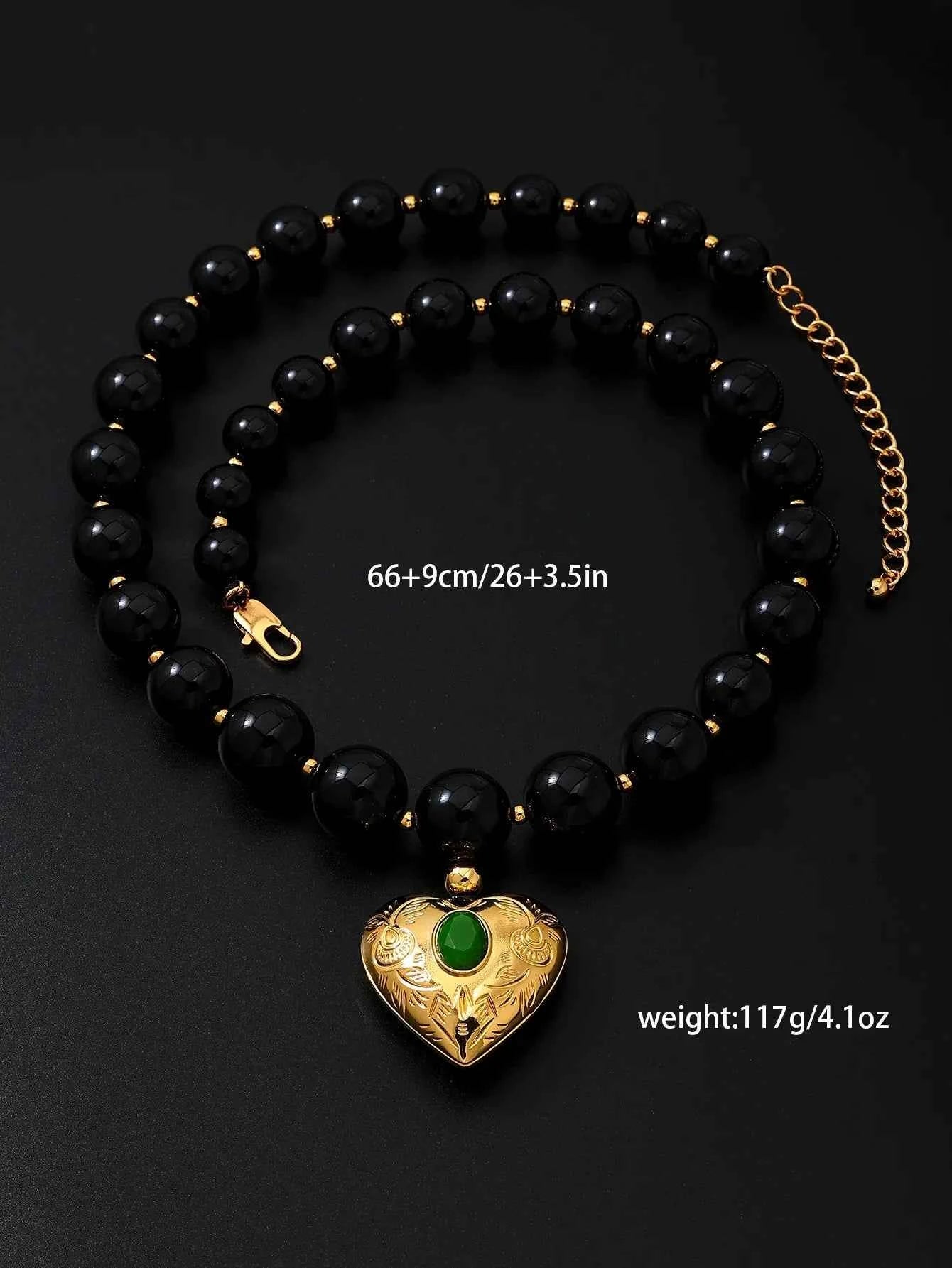 Music Vacation Retro Heart Beaded Necklace