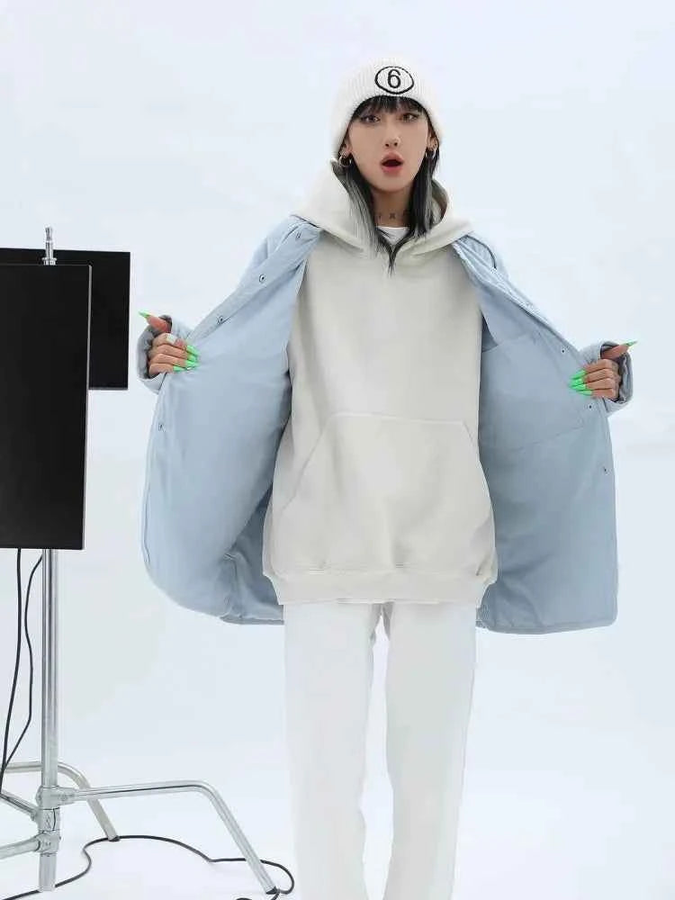 Winter Warm Diamond Grid Blue Cotton Jacket