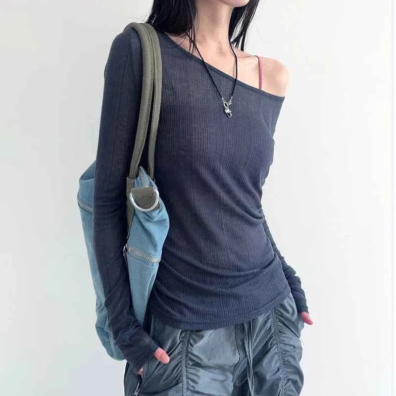 Stylish Bandage Backless Long Sleeve T-Shirt