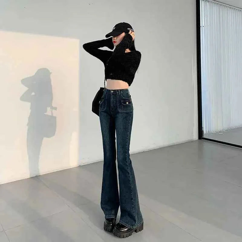 Slimming Retro High Waist Flared Straight Jeans