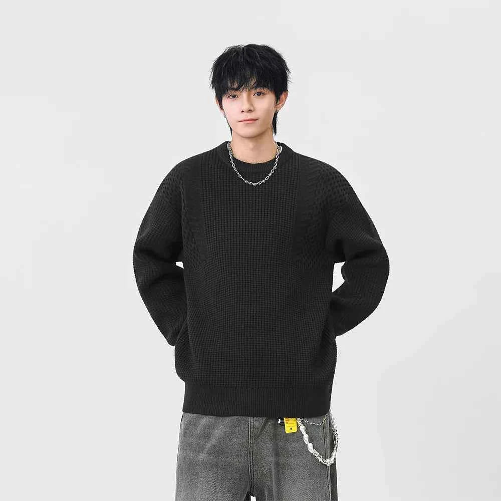 Y2K Cozy Textured Crew Neck Sweater