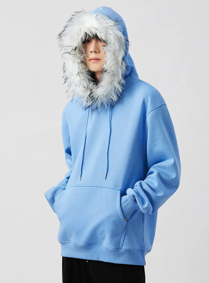 American Heavyweight Fleece Lined Fur Hoodie - Luxuryurbanwear