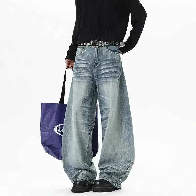Korean Style Washing Moustache Effect Denim Jeans