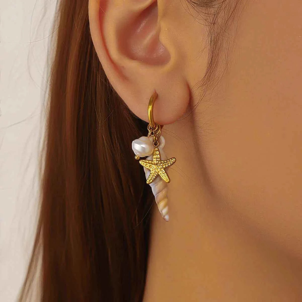Glamorous Waterproof Pearl Conch Earrings