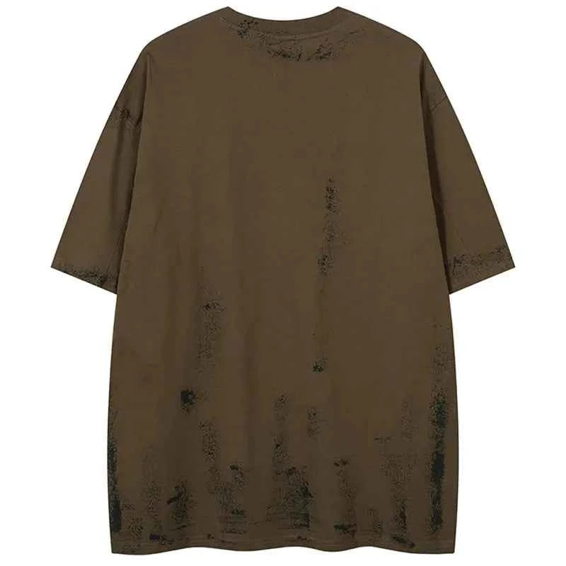 Oversized Grunge Butterfly Embroidered Tie-Dye T-Shirt