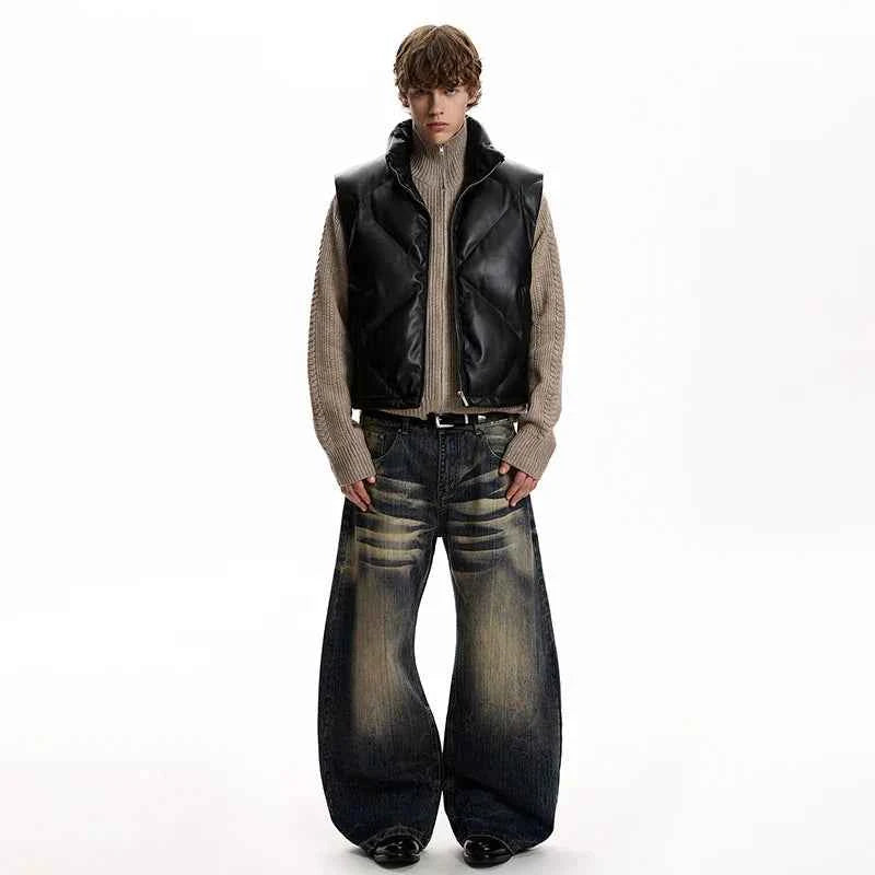High-Quality Solid Color PU Leather Padded Vest