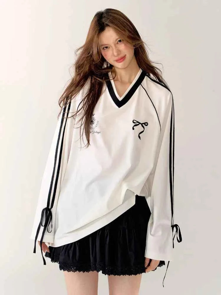 Women Sporty Black Oversized Long Sleeve T-Shirt