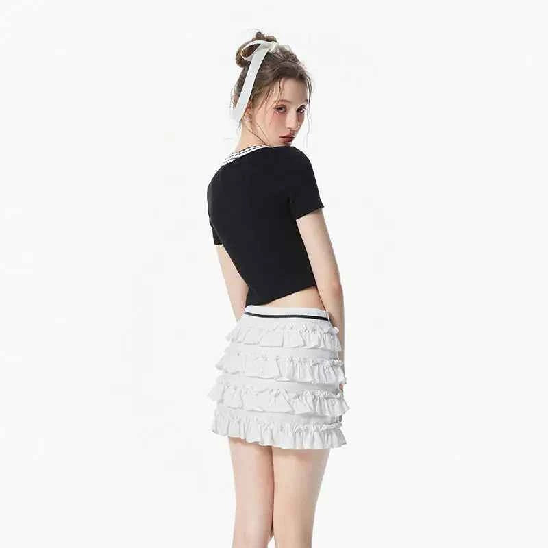 Vintage American Letter Print Crop T-Shirt