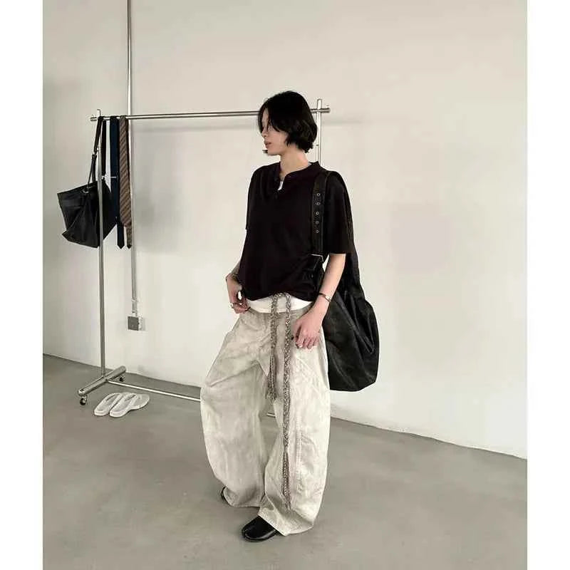 Women Trendy Vintage American Washed Wide Leg Jeans
