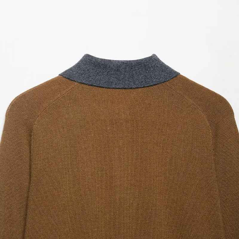 Effortless Argyle Plaid Knitted Polo Sweater