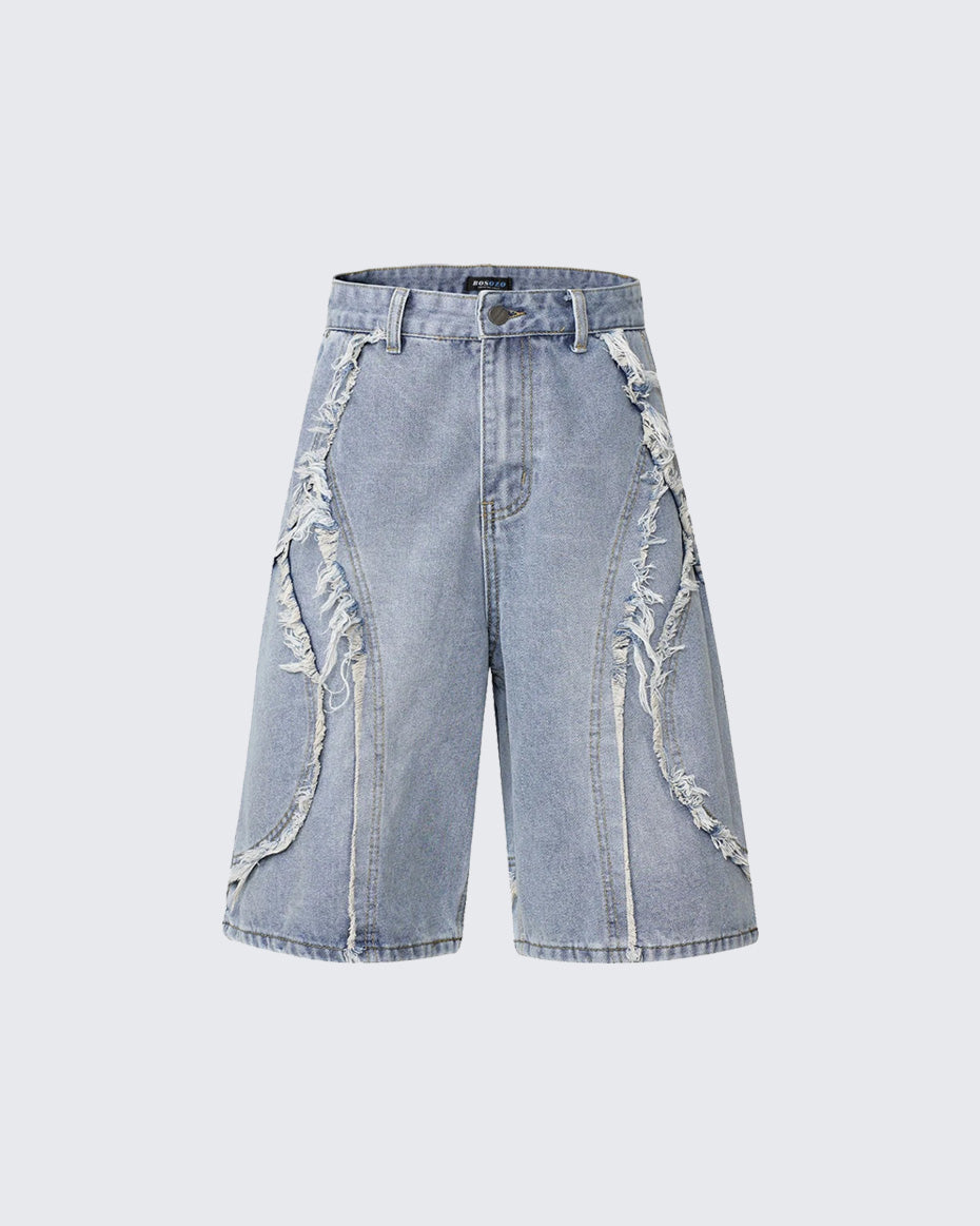 Vintage Loose Distressed Denim Shorts