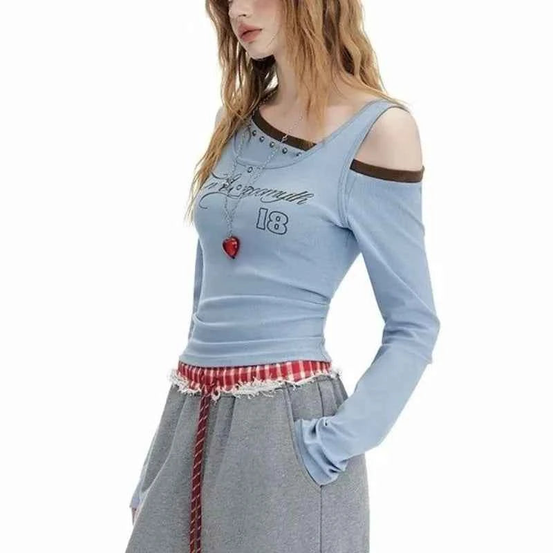 Sexy Diagonal Collar Off Shoulder T-Shirt