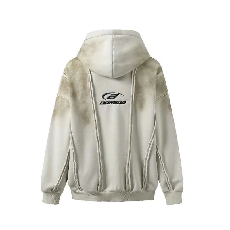 Warm Punk Gothing Patchwork Zip Up Hooded Sweatshirt
