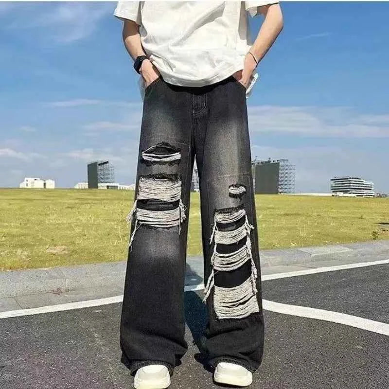 Retro High Street Hip Hop Ripped Jeans