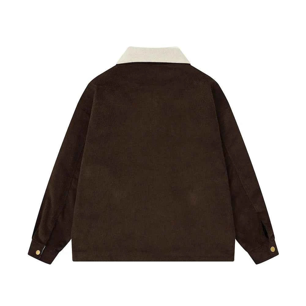 Elevated Y2K Embroidered Corduroy Cargo Jacket