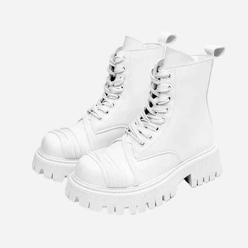 Streetwear Chunky Sole Lace-Up High Boot