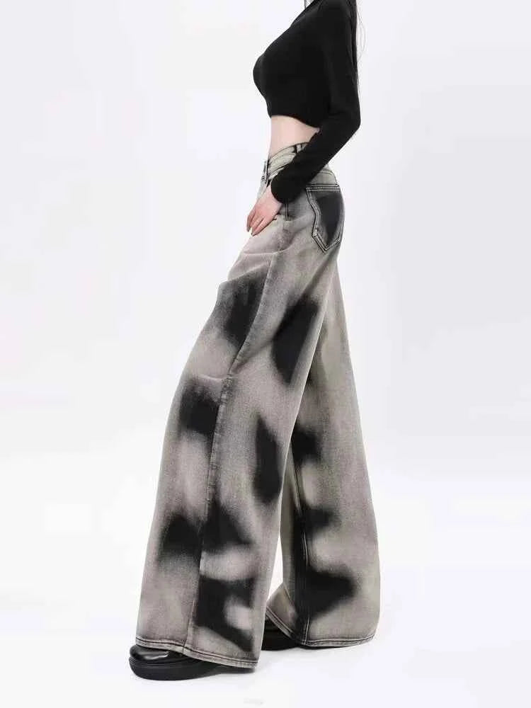 Vintage Washed Tie-Dye High Waist Streetwear Jeans