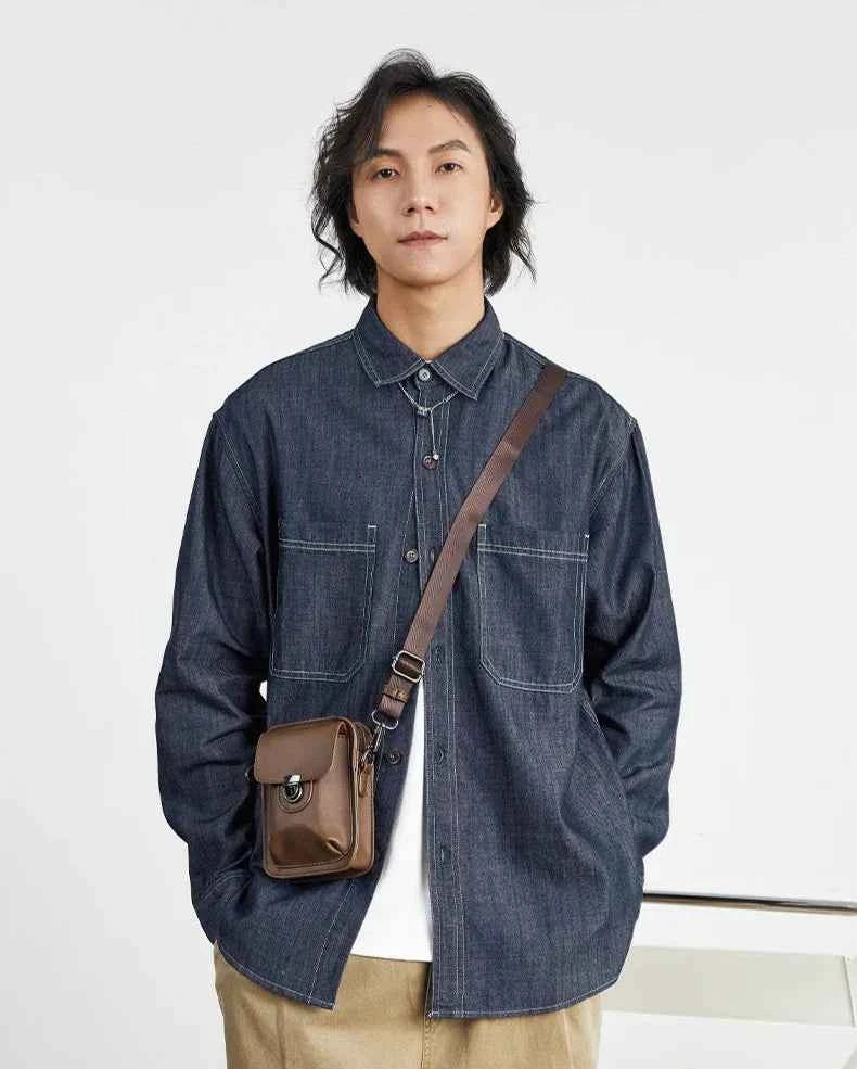 Men's Retro Casual American Denim Long Shirt