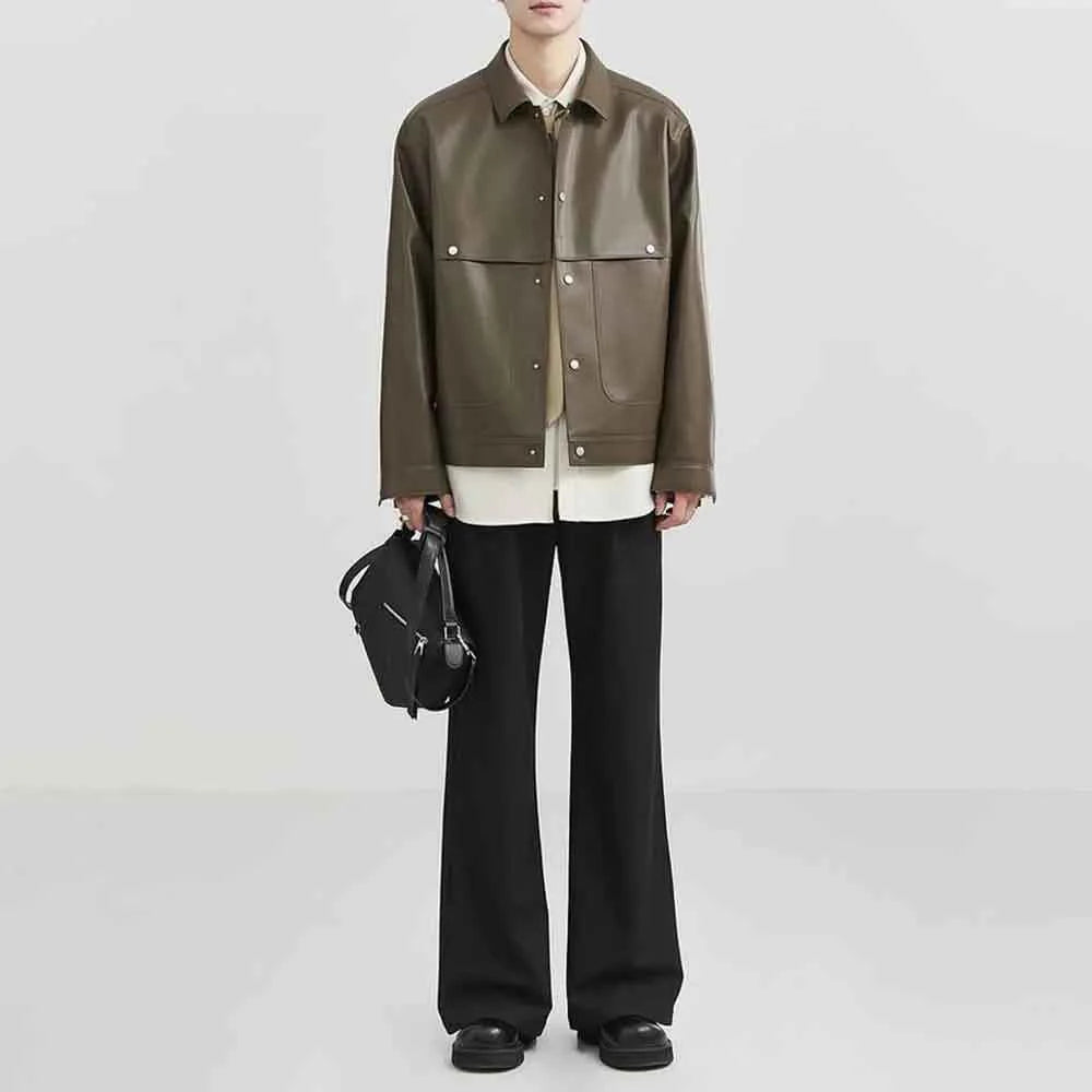 American Retro PU Leather Long-Sleeved Jacket