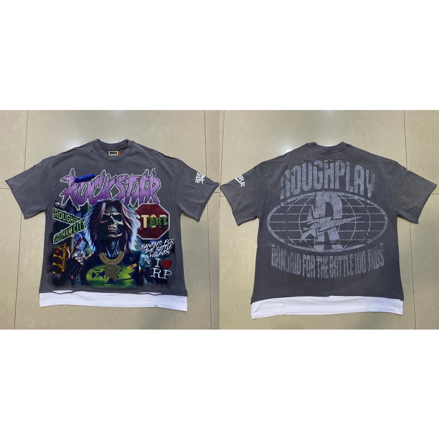 High Quality Heavy Fabric Fashion Loose Casual Rhinestore T-shirts