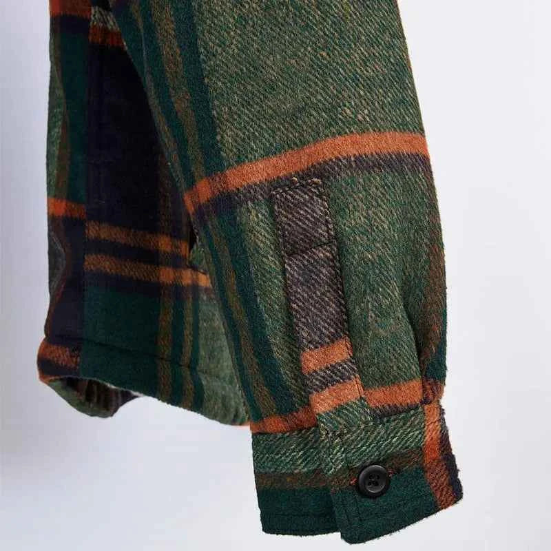 Warm Fleece Lined Corduroy Plaid Long Sleeve Shirt