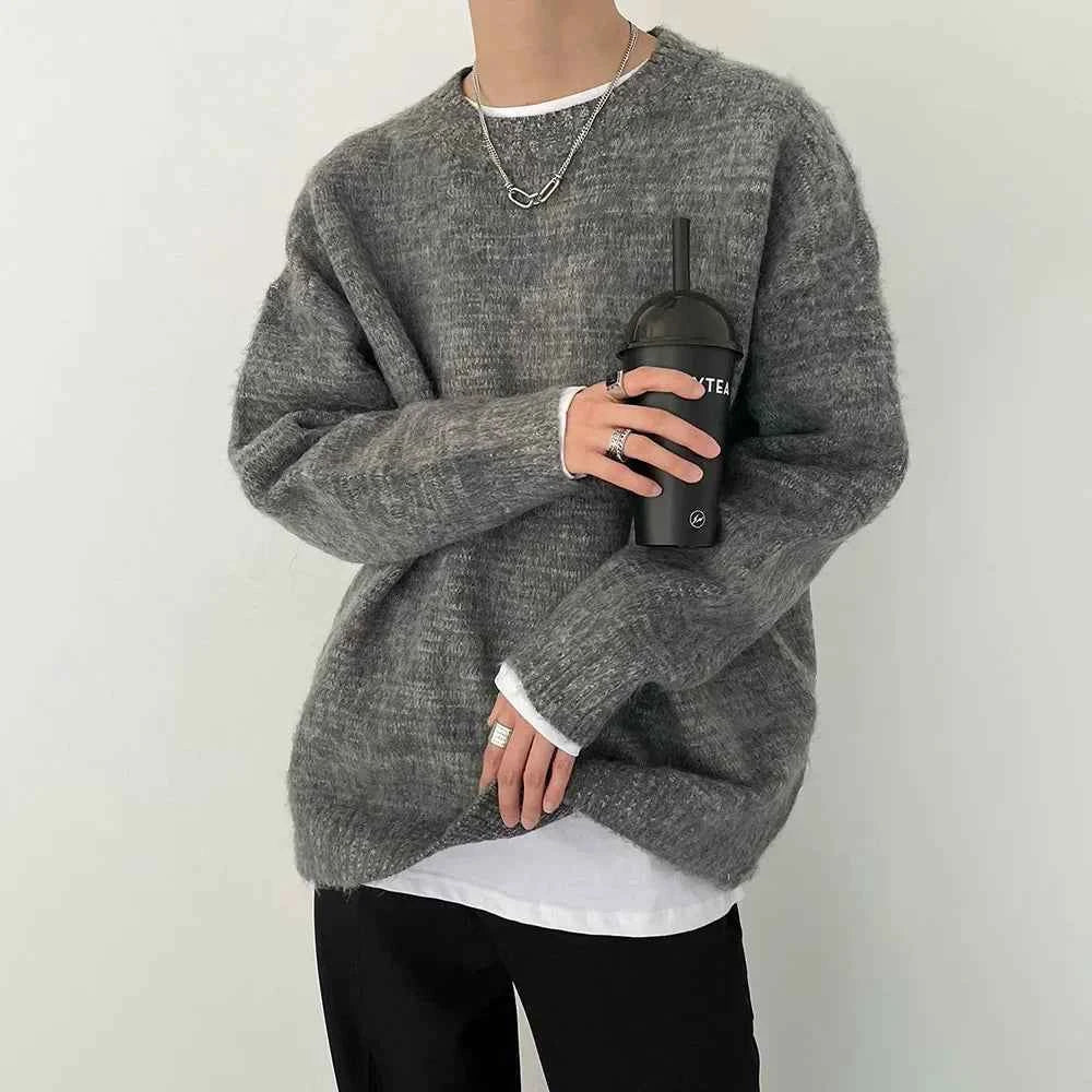 Y2K Cozy Fuzzy Knit Solid Color Sweater