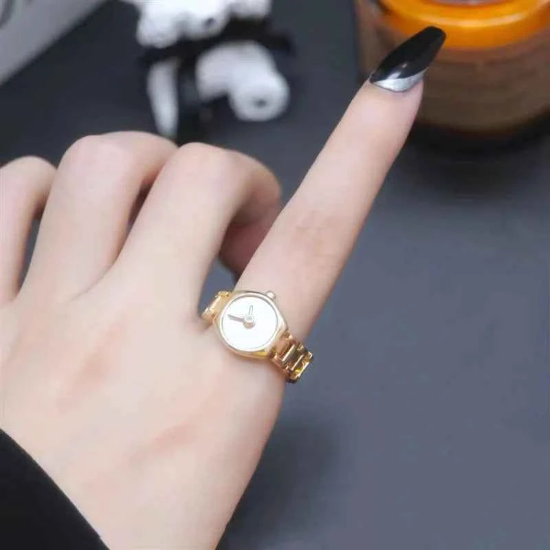 Unique Gold Watch Color Gothic Ring