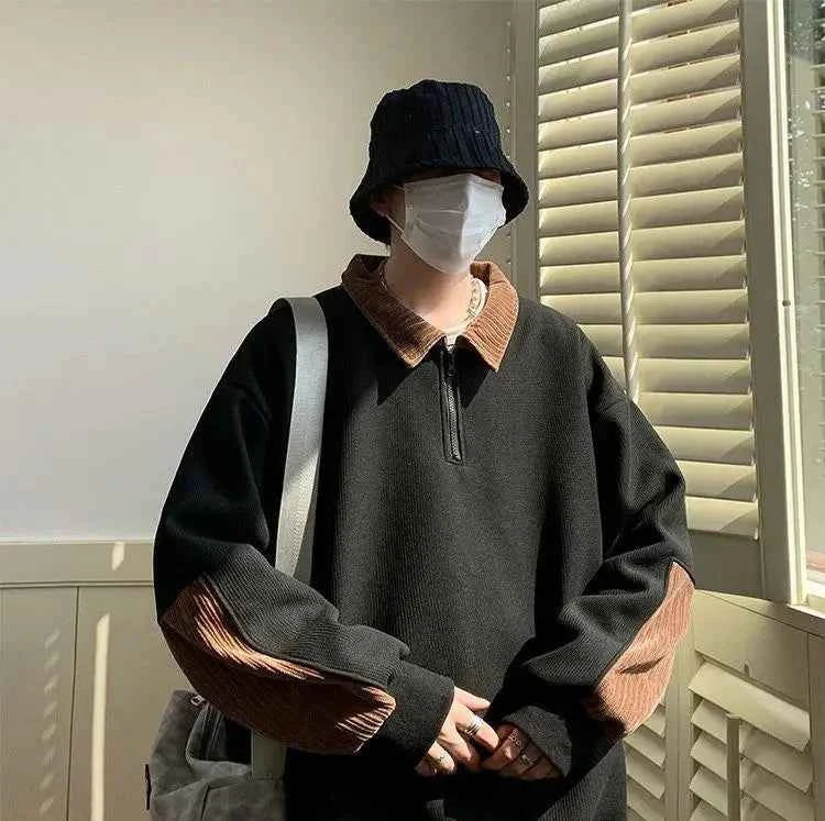 Y2K Warm Loose Half Zipper Sweatshirt