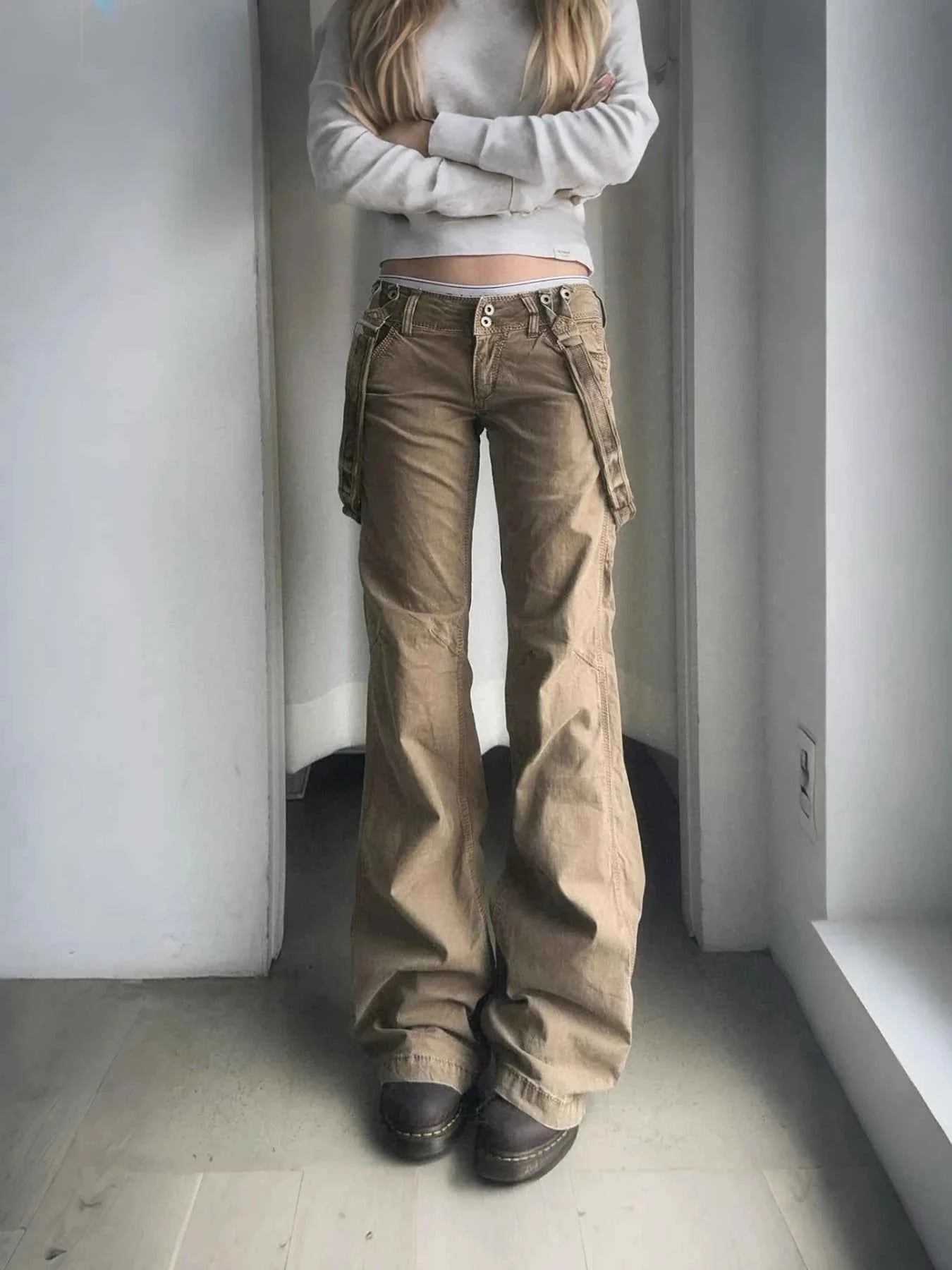 Vintage Grunge Ribbon Patchwork Flared Jeans