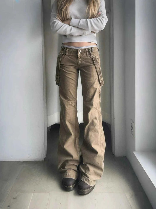 Vintage Grunge Ribbon Patchwork Flared Jeans