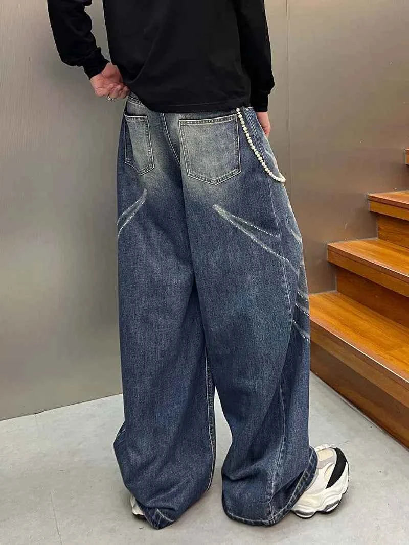 Urban Vintage Drill Printed Wide Leg Denim Jeans
