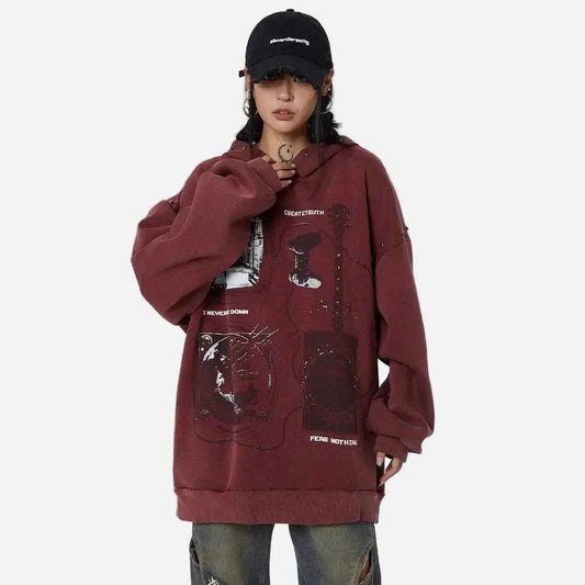 Y2K Oversized Hip Hop Couple Loose Hoodie