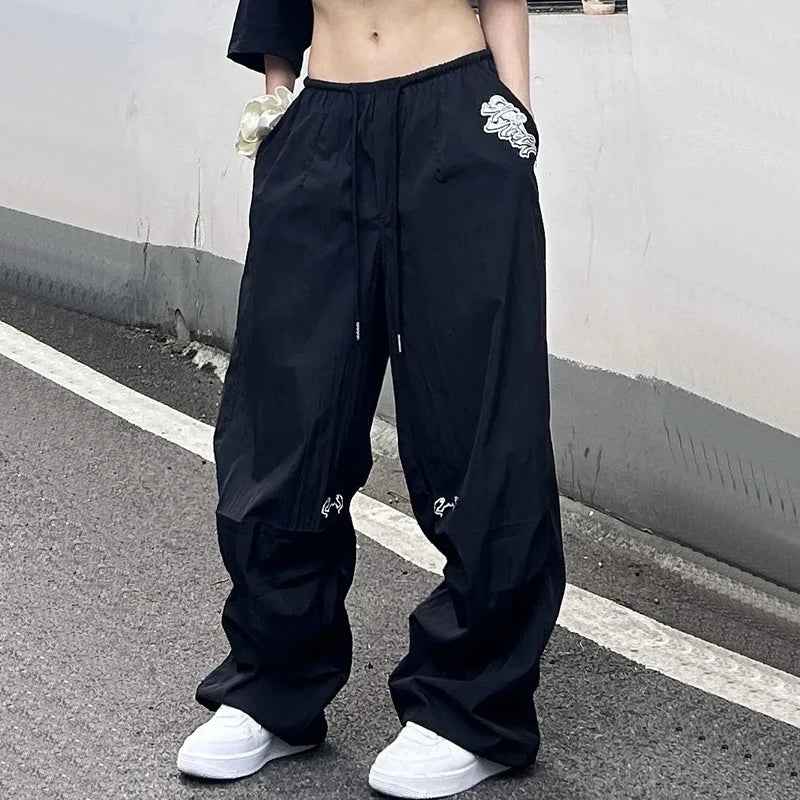 Streetwear Vintage Wide Leg Drawstring Sweatpants