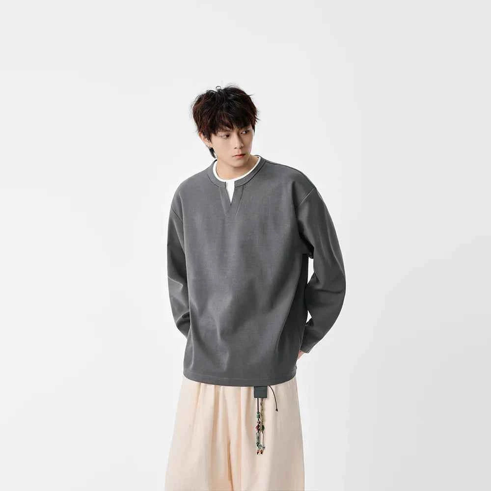 Hip Hop Minimalist Crew Neck Long Sleeve T-Shirt
