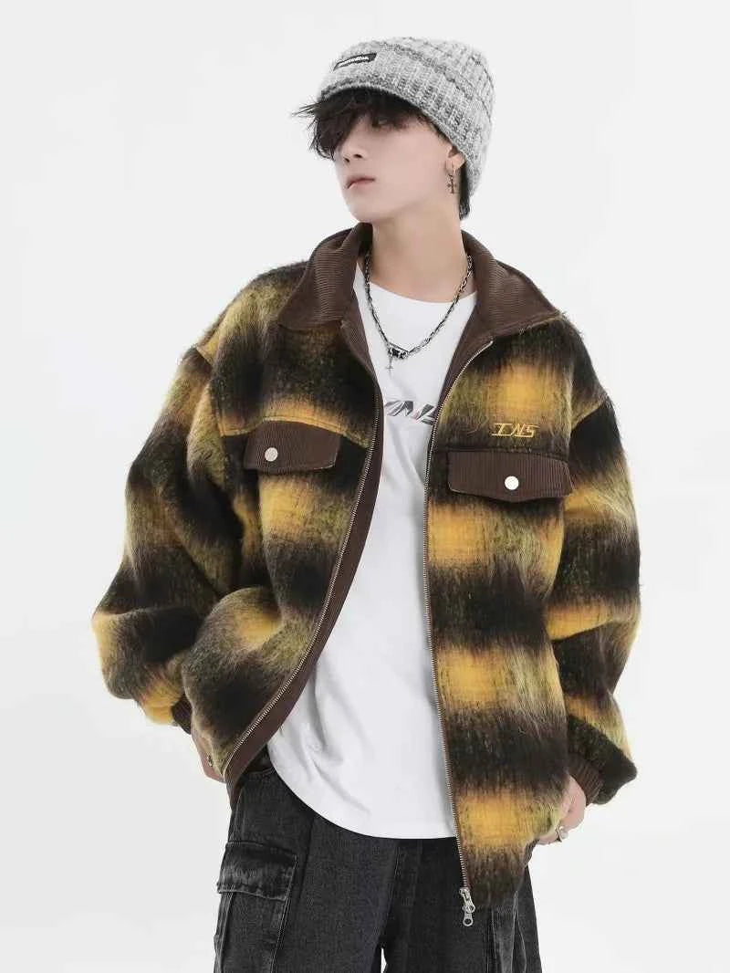 Streetwear Trendy Gradient Woolen Jacket