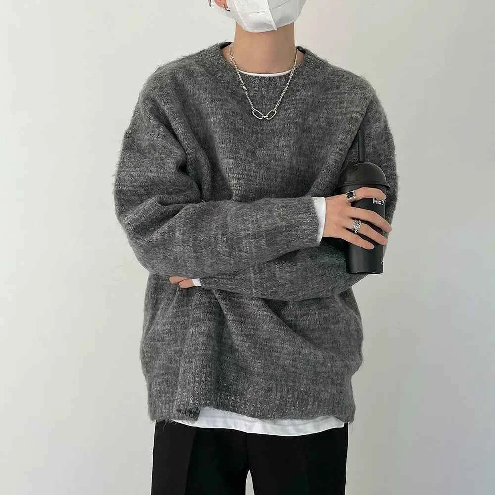 Y2K Cozy Fuzzy Knit Solid Color Sweater