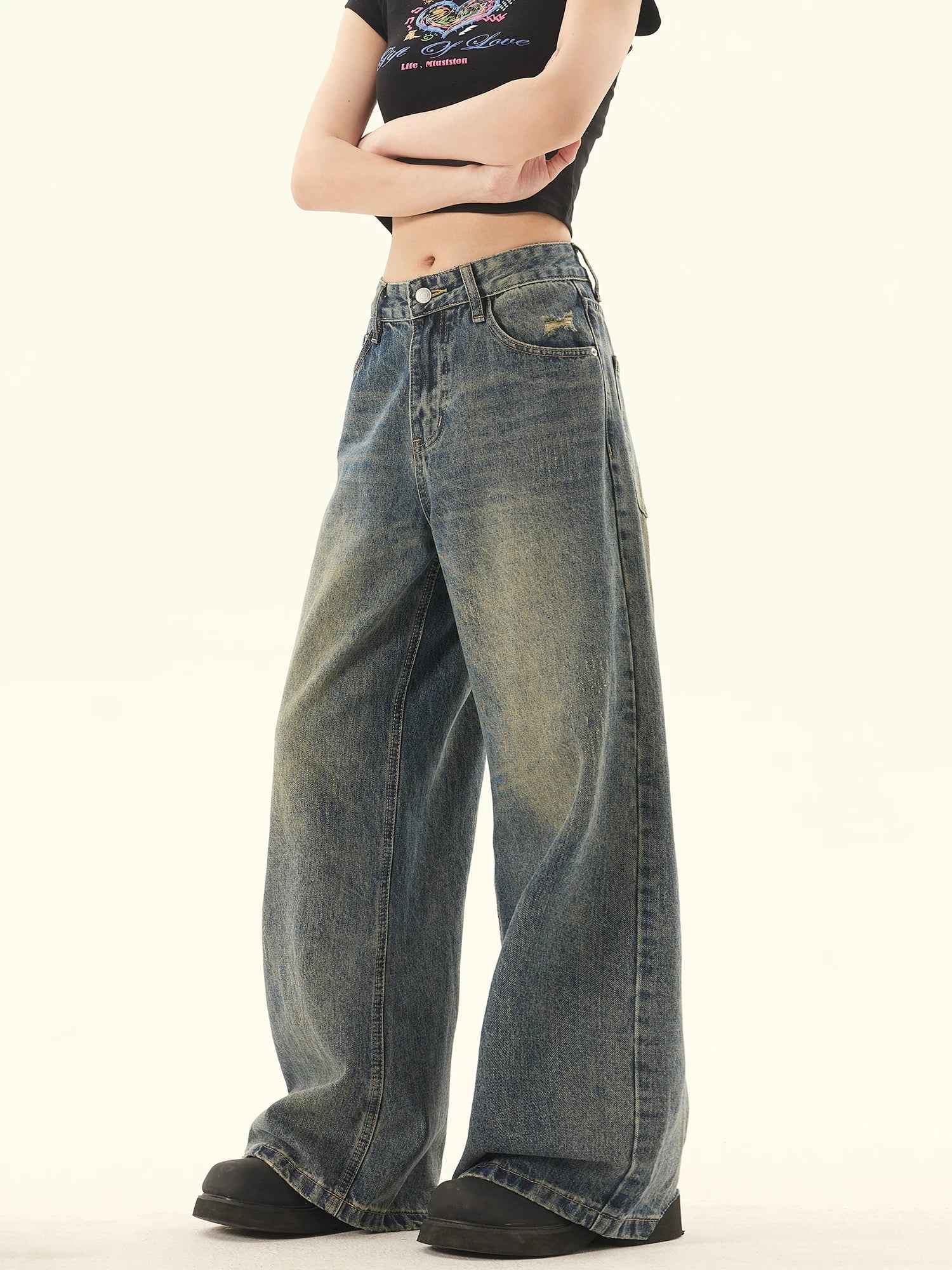 Gradual Change Washed Blue Jeans