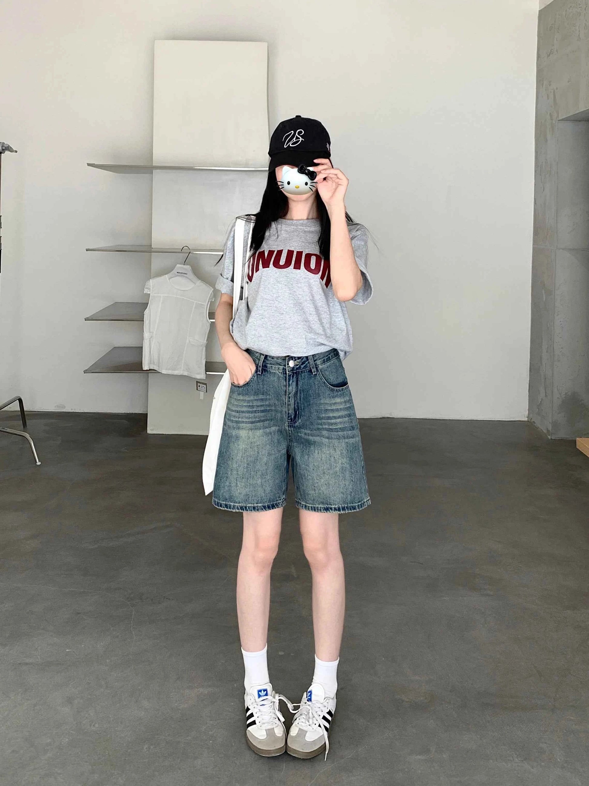 Women Vintage High Waist Denim Short