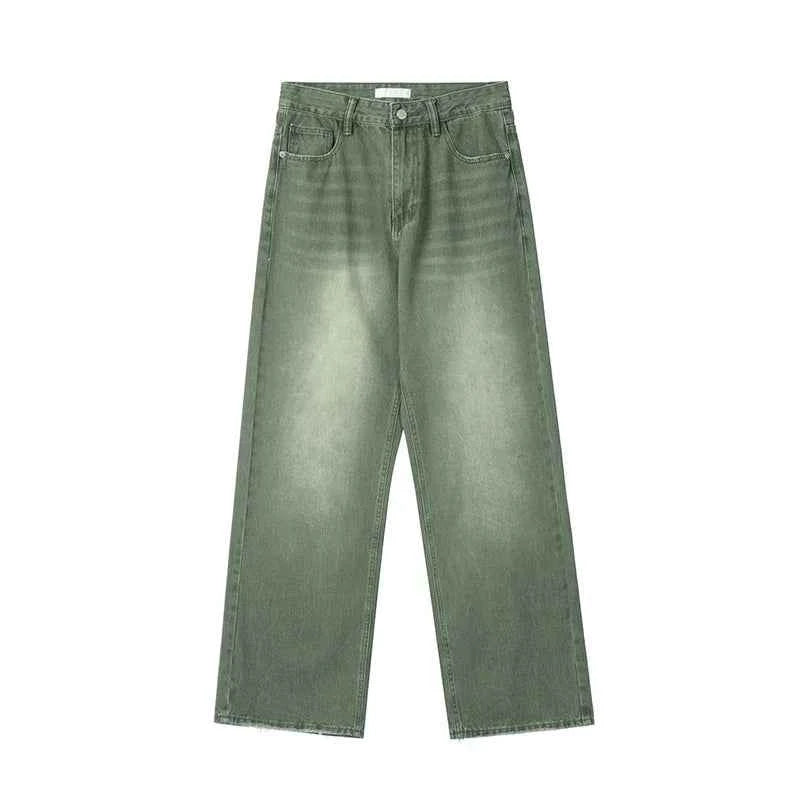 Y2K Women Green Gradient Wide Leg Jeans
