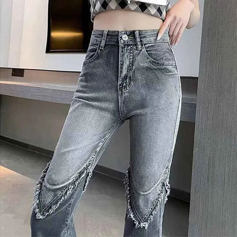 Vintage Flared Ripped High Waisted Jeans